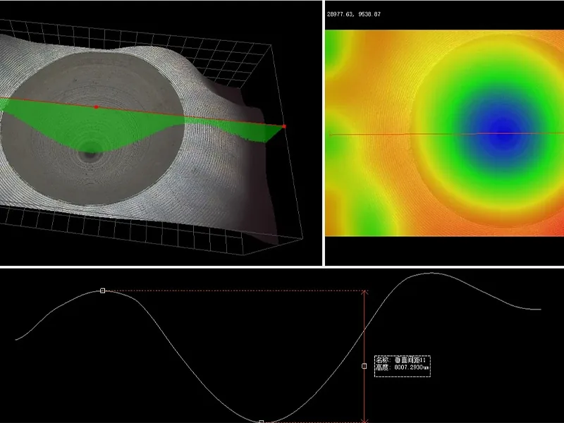 Medição 3D de profundidade de furo cônico com microscópio de medição 3D