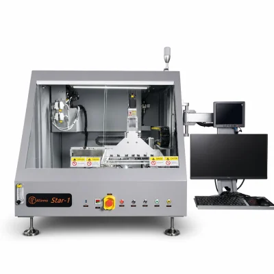 Sasinno Star-1: solda seletiva de bancada para PCBs de 50x50 mm a 350x300 mm.